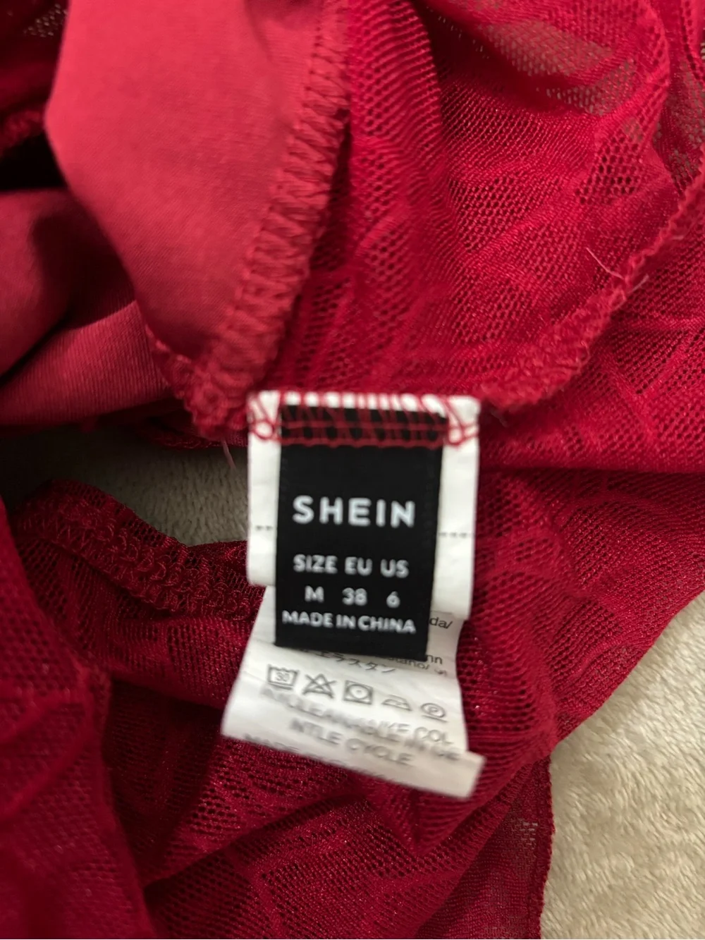 SHEIN Red Floral Sheer Tie-Front Scarf Top